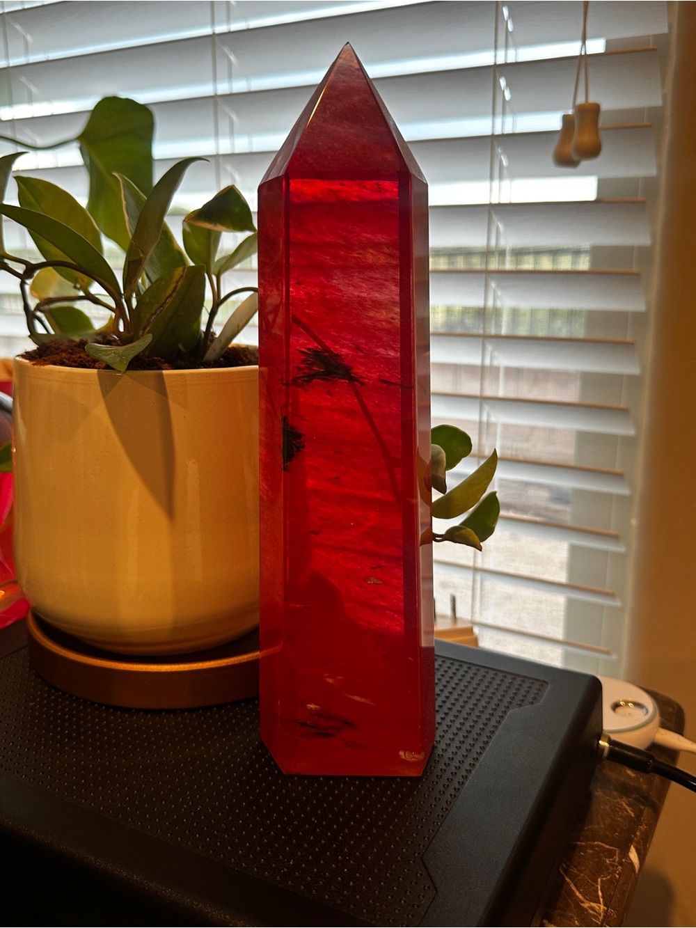 Large Cherry Quartz Crystal Tower